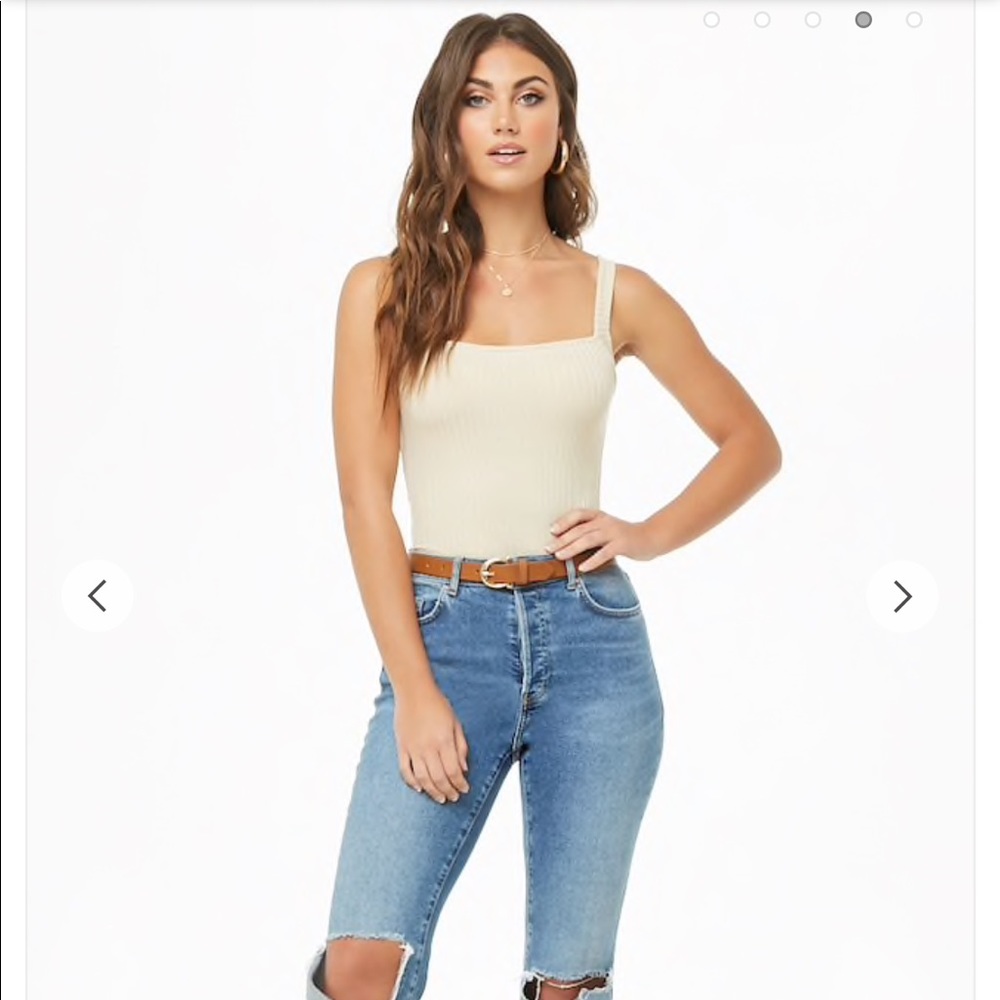 Square ribbed bodysuit